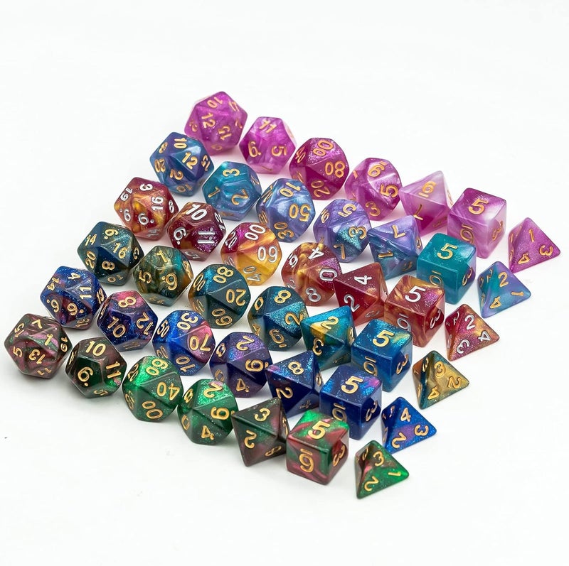 Poludie 6 Sets DND Dice Polyhedral Dice Set (42pcs) with 1 Large Leather Bag, D&D Die Set for Dungeons and Dragons, RPG Table Games. (6Sets/42Pcs) - Image 2
